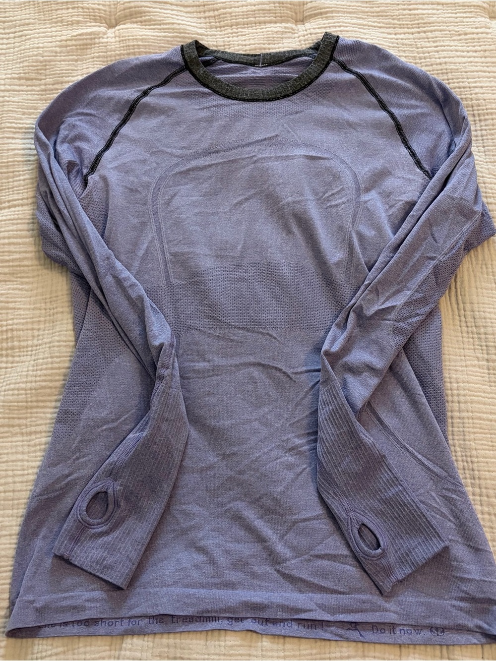 Lululemon Light Purple with Gray Piping Long Sleeve Run Swiftly Top - SZ 10